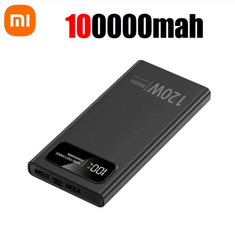 200000Mah 120W Powerbank Super Fast Charging Battery High Capacity Digital Display Power Bank for Iphone Samsung Huawei