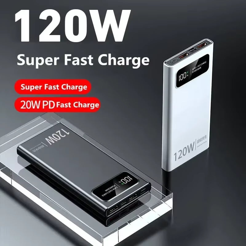 200000Mah 120W Powerbank Super Fast Charging Battery High Capacity Digital Display Power Bank for Iphone Samsung Huawei