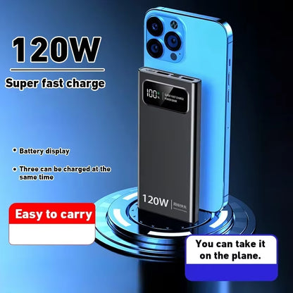 200000Mah 120W Powerbank Super Fast Charging Battery High Capacity Digital Display Power Bank for Iphone Samsung Huawei