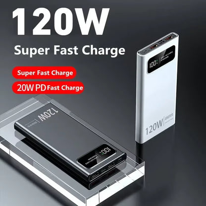 200000Mah 120W Powerbank Super Fast Charging Battery High Capacity Digital Display Power Bank for Iphone Samsung Huawei